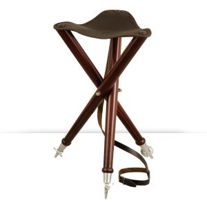 Banqueta Madera Y Piel - 3 Patas - Acero 60 CM ALTURA